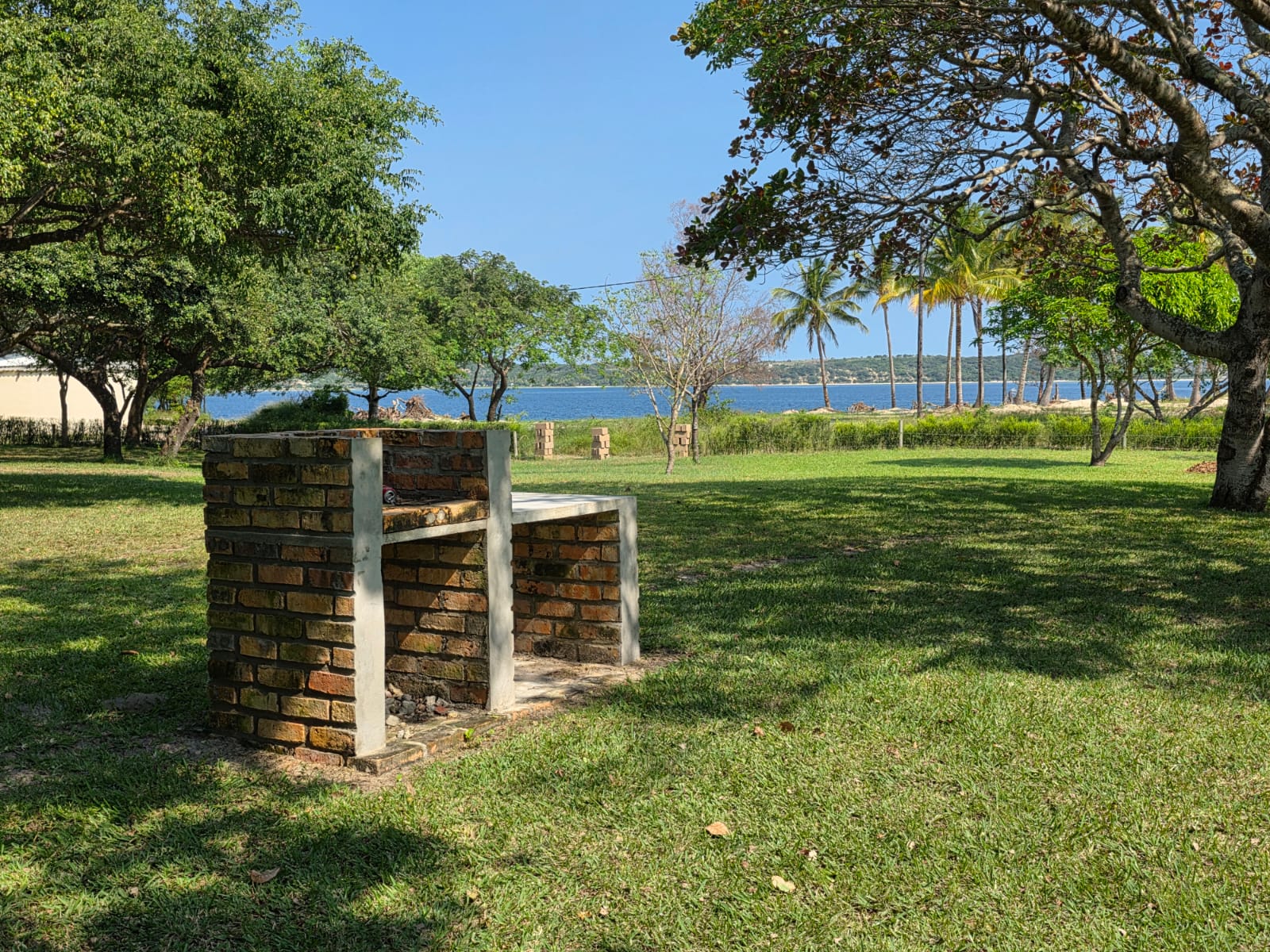 Brick braai stand overlooking the lagoon